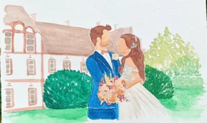 Dessirêve Illustrations Portrait mariés chateau Portrait mariés chateau 0 Dessirêve Illustrations Portrait mariés chateau